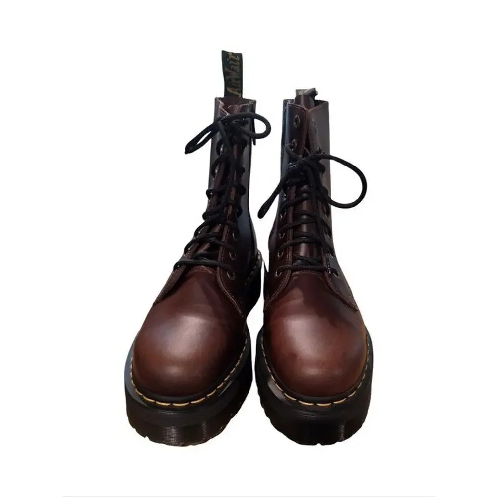 Dr. Martens Jadon Platform Leather Combat Boots Dark Cherry Brown Men's 11